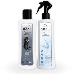 Pack Rutina Limpieza - Champú para Perro de Agua Español Negro 300ml+Spray Desenredante e Hidratante sin Aclarado 300ml