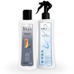 Pack Rutina Limpieza - Champú para Yorkshire Terrier 300 ml+Spray Desenredante e Hidratante sin Aclarado 300 ml