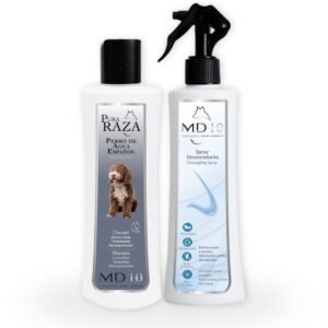 Pack Rutina Limpieza - Champú para Perro de Agua Español Marrón 300ml+Spray Desenredante e Hidratante sin Aclarado 300ml